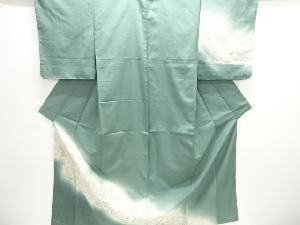 未使用品　寿光織　霞取りに草花模様織り出し手織り紬訪問着